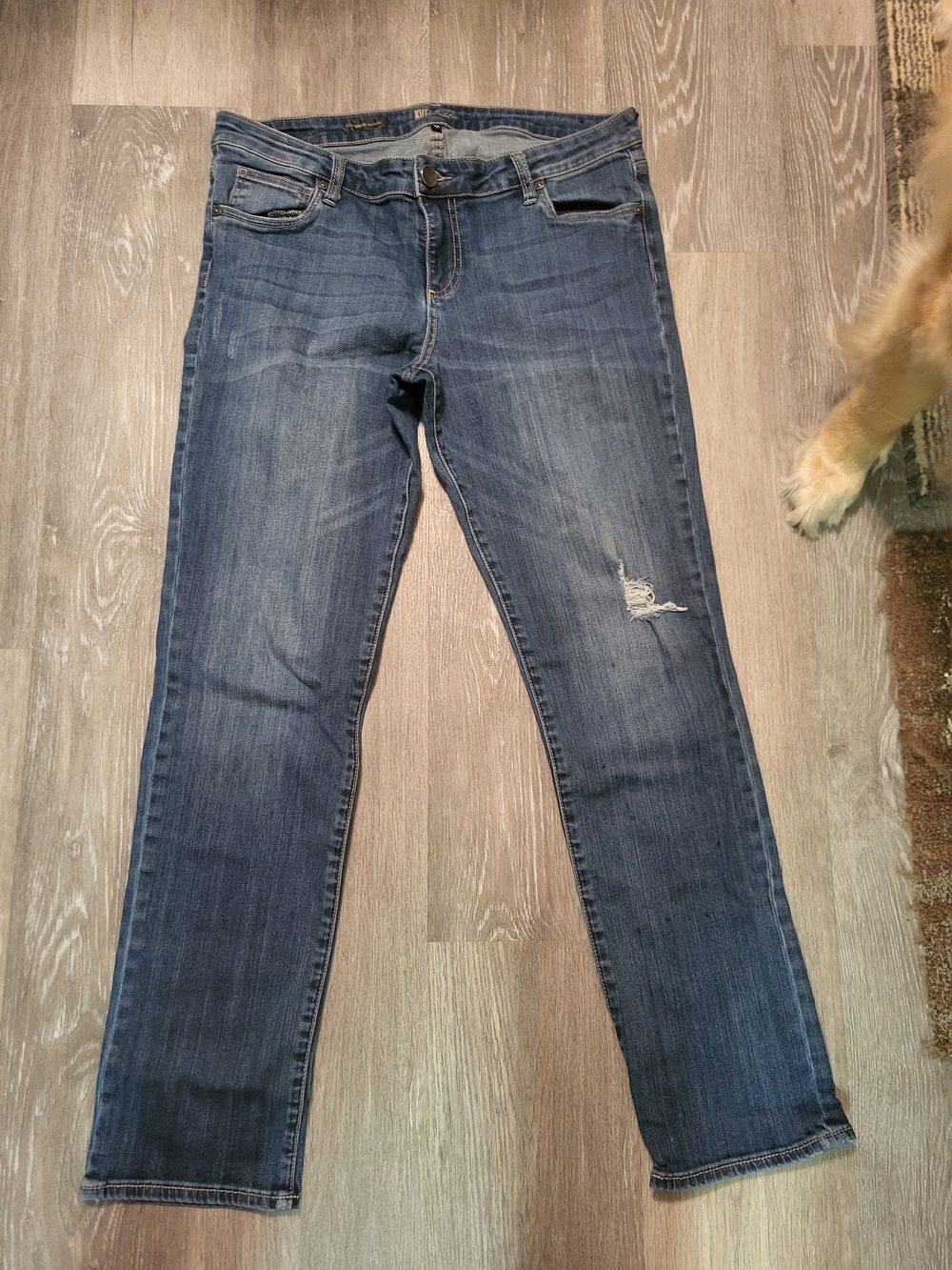 Kut from the Kloth Catherine Boyfriend Jeans Medium Wash Distressed Size 12